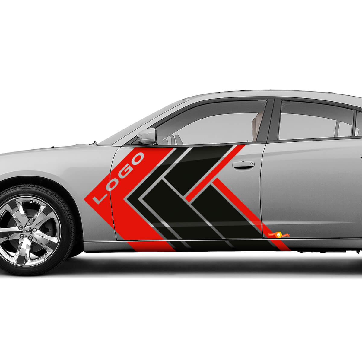 Custom Logo Geometrische Zijstrepen Vinyl Stickers Set Voor Dodge Charger