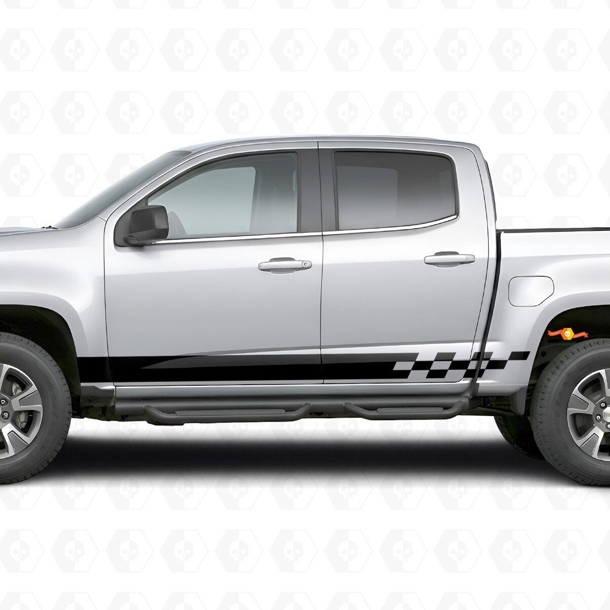 Ruitpatroon Lightning Deur- en Zijklepanelenvinylstriping voor Chevrolet Colorado 2e generatie 2015-2022