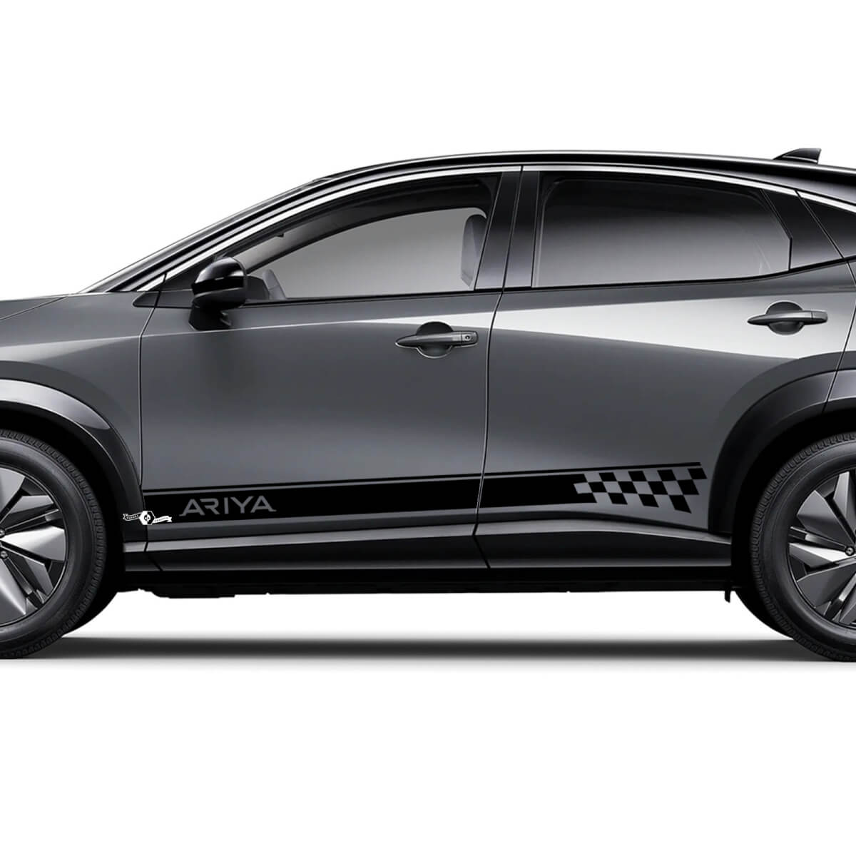 Zijden Geruite Racestrepen Grafische Decal Set voor Nissan ARIYA
