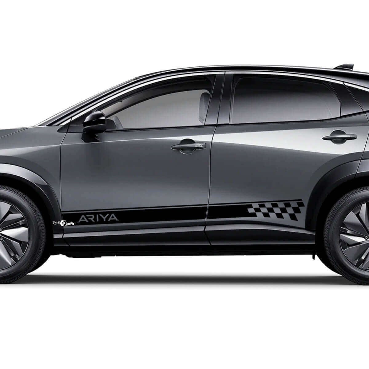 Zijden Geruite Racestrepen Grafische Decal Set voor Nissan ARIYA
