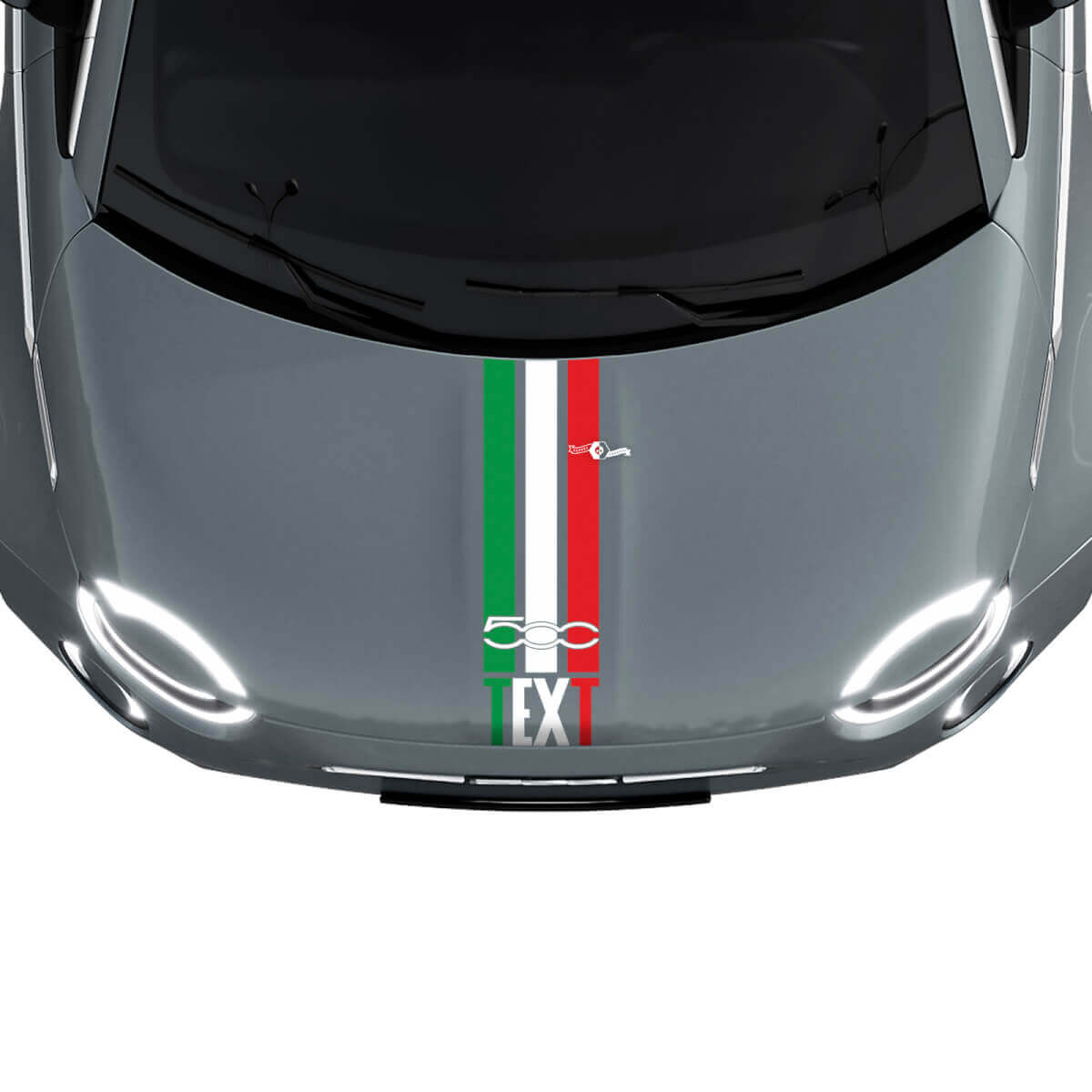 Aangepaste Tekst Drie Strepen Italie Vlag Motorkap Streep Decal Sticker Graphics voor Fiat 500