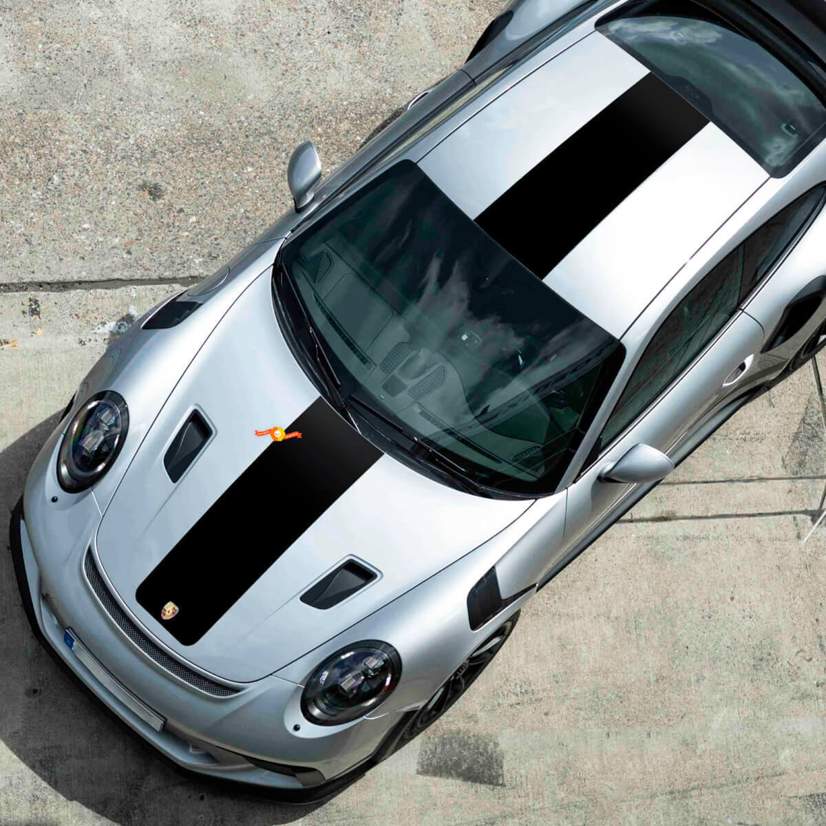 Centraal motorkap- en dakstrepen vinyl decalset voor Porsche 991 GT2 RS