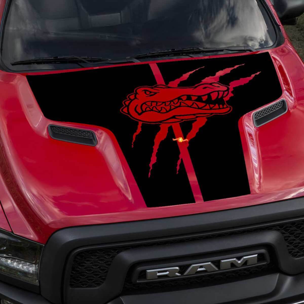 Alligator Claw Motorkap Vinyl Decal voor Dodge Ram Rebel