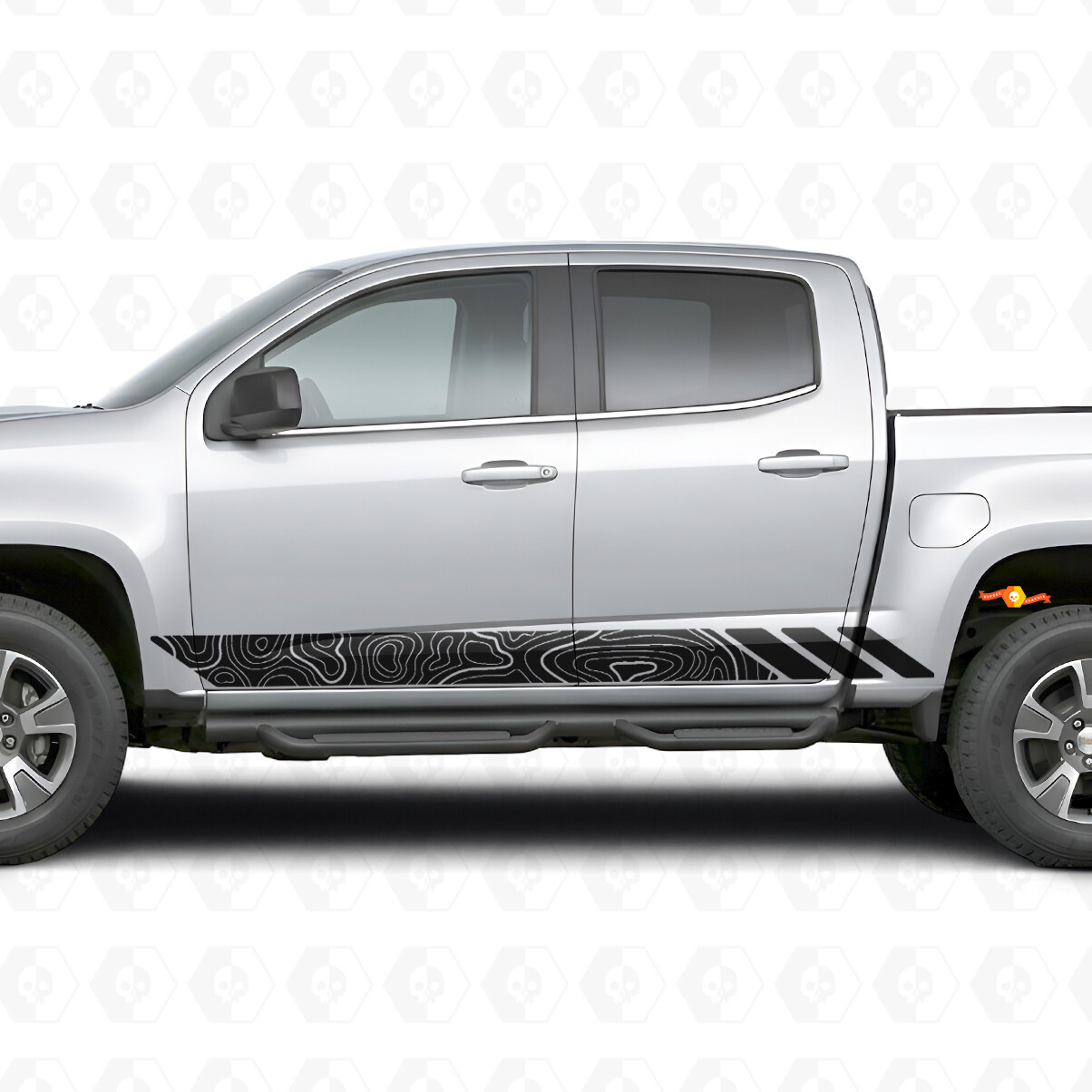 Topografische contour deur- en dorpelvinylstrepen voor Chevrolet Colorado 2e generatie 2015-2022