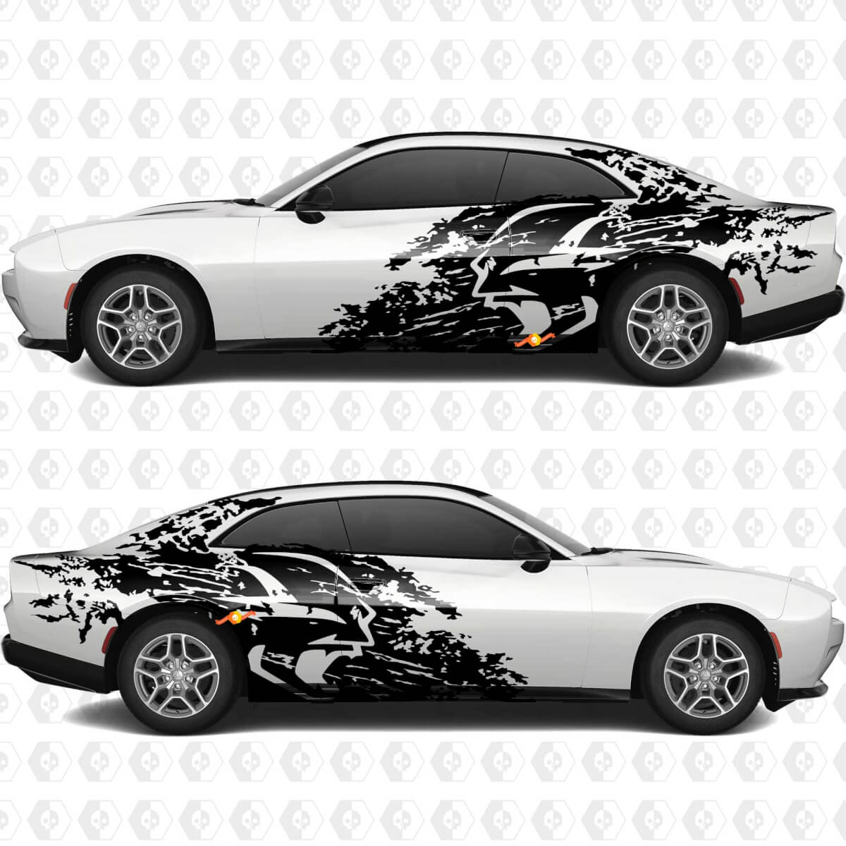 Banshee Splash Grunge Stripes Kit Vinyl Decal Graphic voor Dodge Charger Daytona Banshee
