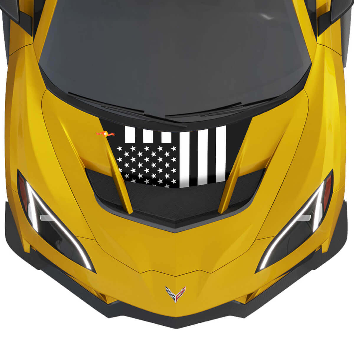 Amerikaanse vlag motorkap 2 kleuren vinyl sticker voor Chevy Chevrolet Corvette zr1
