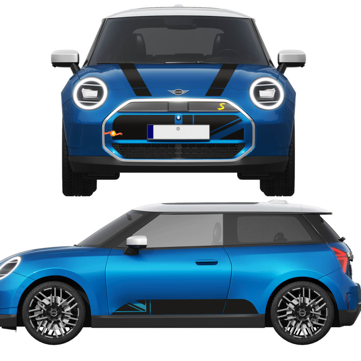 Motorkap- en zijstrepen Mini Cooper Vinyl graphics decal Sticker voor Mini Cooper S F65
