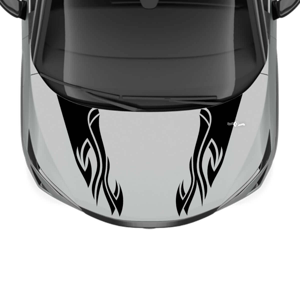 Motorkap Dual Flame Tribal Streep Racing Graphics Decal voor Nissan ARIYA
