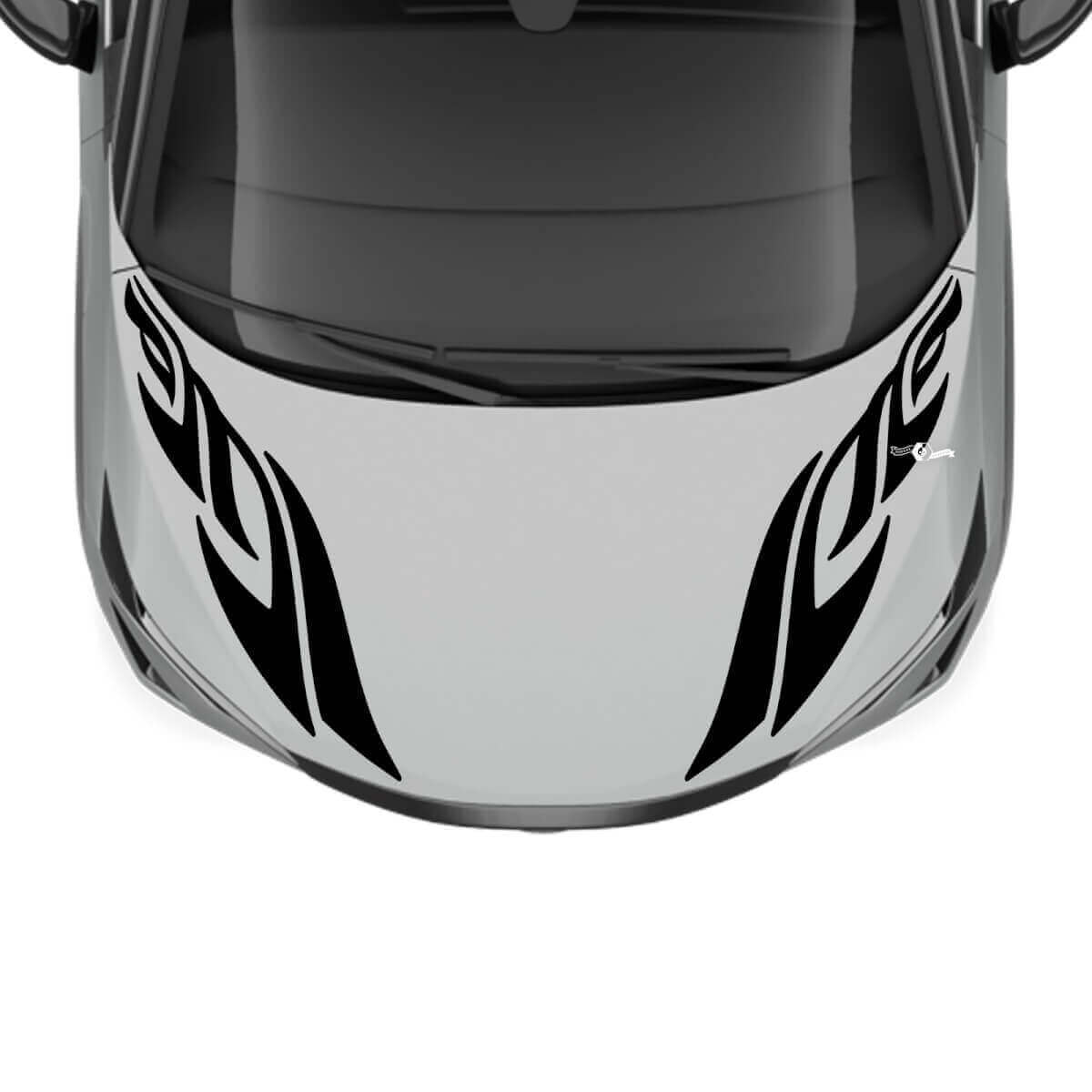 Motorkap Dual Tribal Stripe Racing Graphics Decal voor Nissan ARIYA
