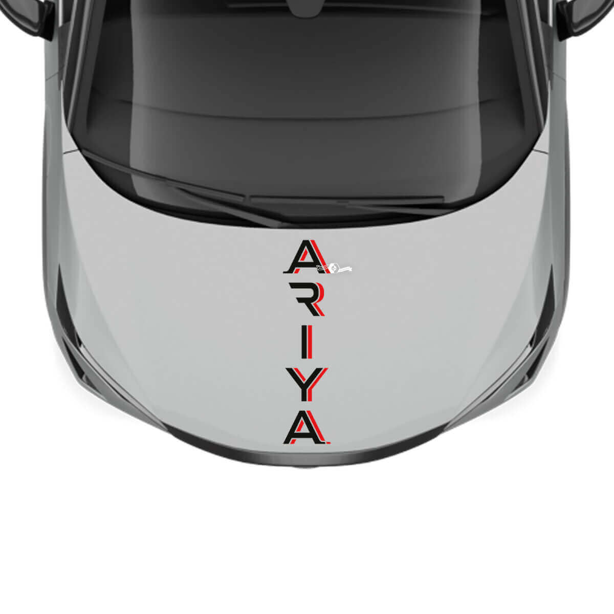 Motorkap met dubbele kleuren streep race-graphics sticker voor Nissan ARIYA
