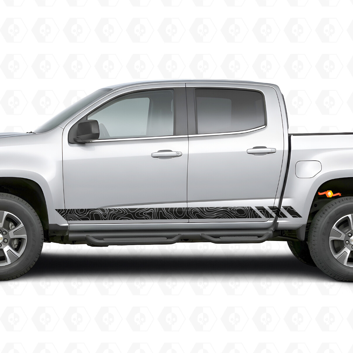 Topografische Band Deur- & Rocker Panel Vinyl Strepen voor Chevrolet Colorado 2e Gen 2015-2022