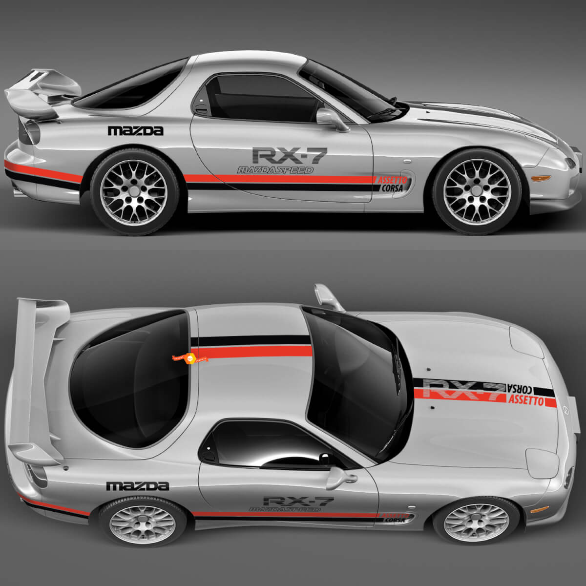 Volledige Kit Zijmotorkap Streep Decal Sticker - Aangepaste Vinyl Sticker voor Mazda RX-7 Sport
