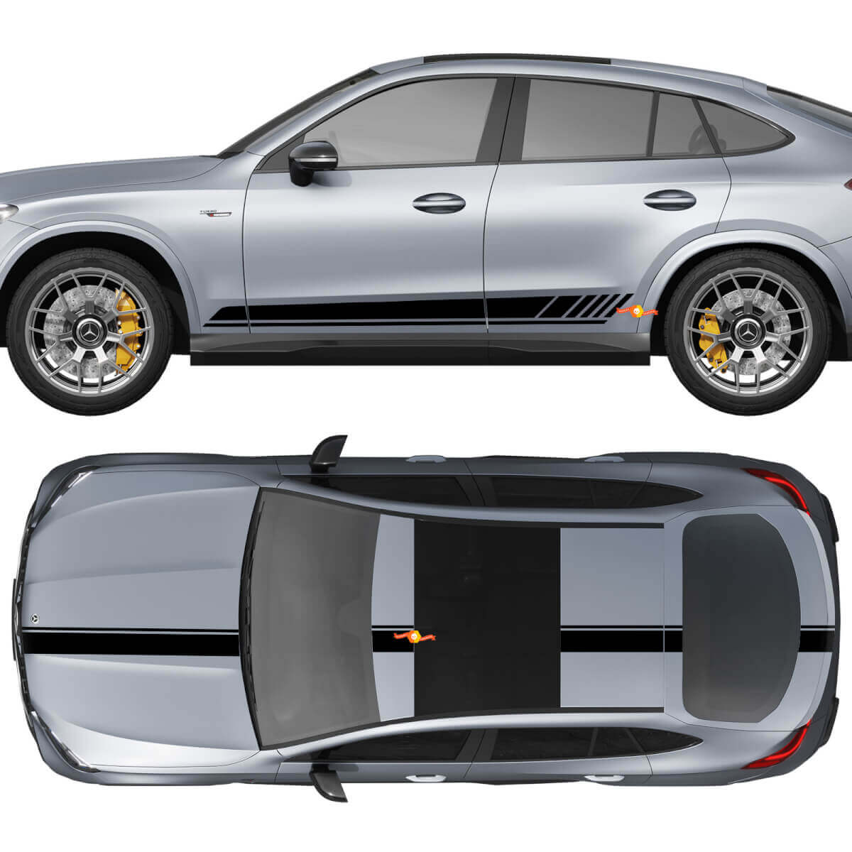 Racing Stripes Volledige Set Vinyl Decal Sticker voor Mercedes-Benz GLC-Klasse 2018-2023