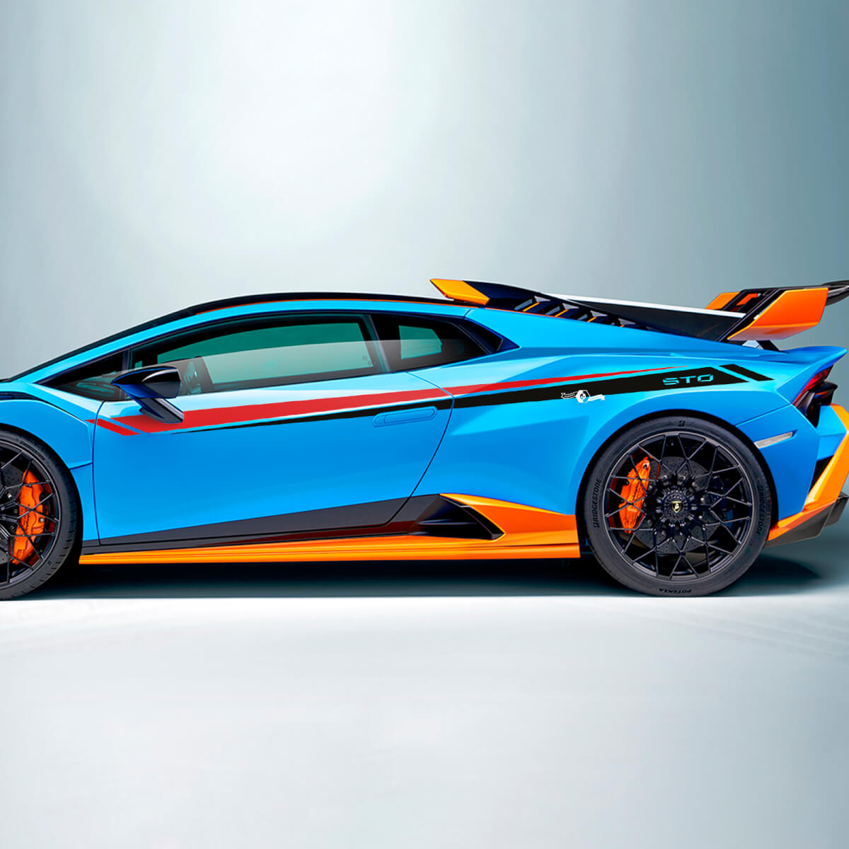Twee kleuren Strepen Zijkant Vinyl Sticker Grafische voor Lamborghini STO
