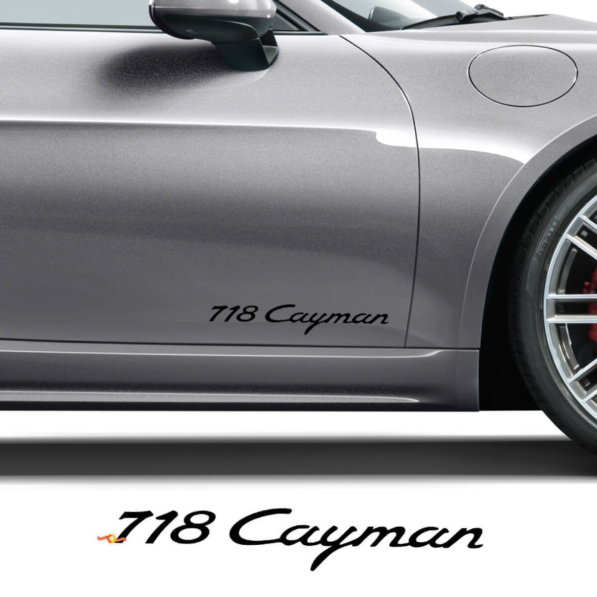Merklettering Zijdeuren Vinyl Decal Set voor Porsche 718 Cayman