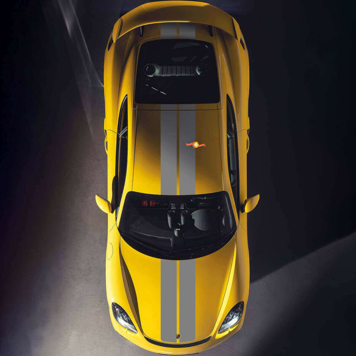 Dubbele Racing Strepen Motorkap en Dak Vinyl Sticker Kit voor Porsche Cayman 718