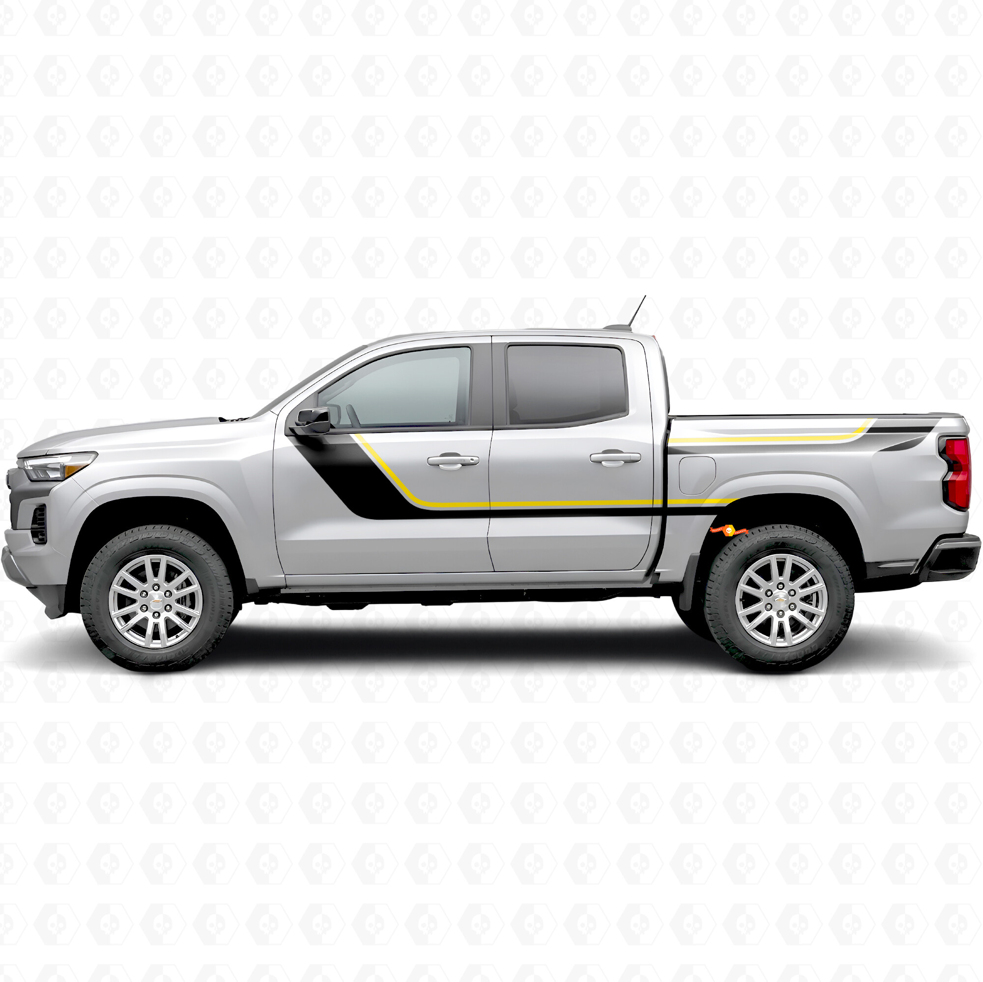 Veegvormige bovenste accent deur- en zijstreepvinylen voor Chevrolet Colorado 3e generatie 2023-2026