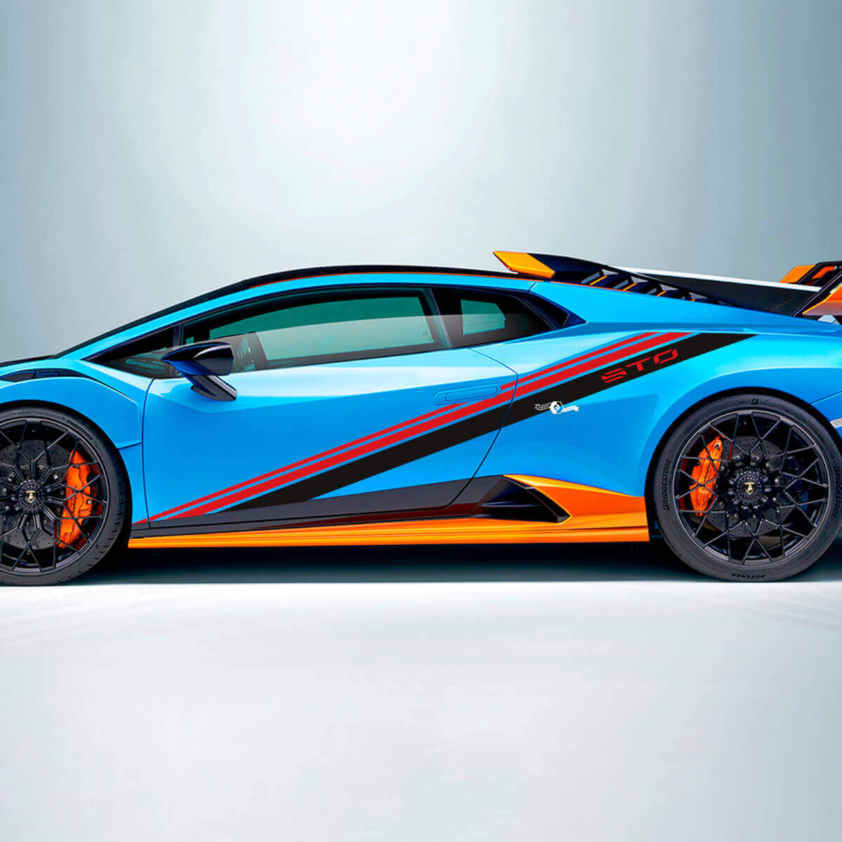 Racing hellingsstrepen zijkant vinyl sticker grafieken 2 voor Lamborghini STO