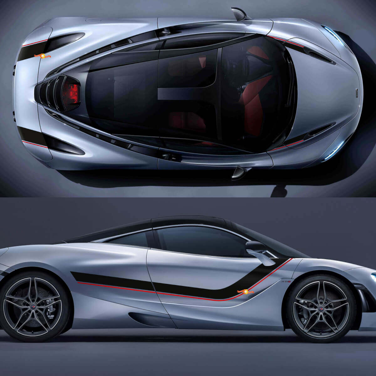 McLaren 720 570 765 Volledige carrosserie Hood Stripe Graphics Vinyl Sticker
