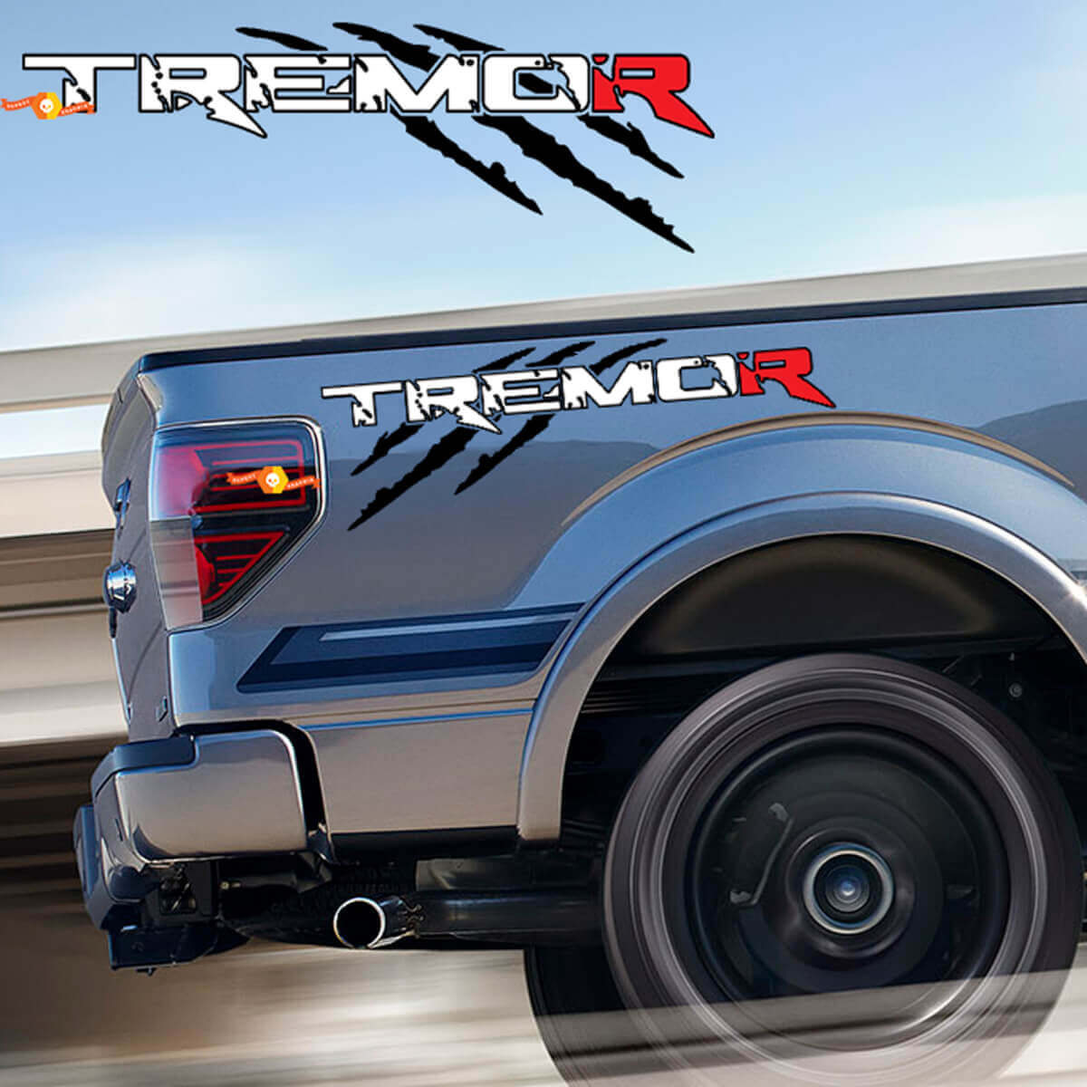 Sticker voor Ford F-150 Tremor Krast Raptor-stijl met omtrek en R-stickers Truck Bed Side
