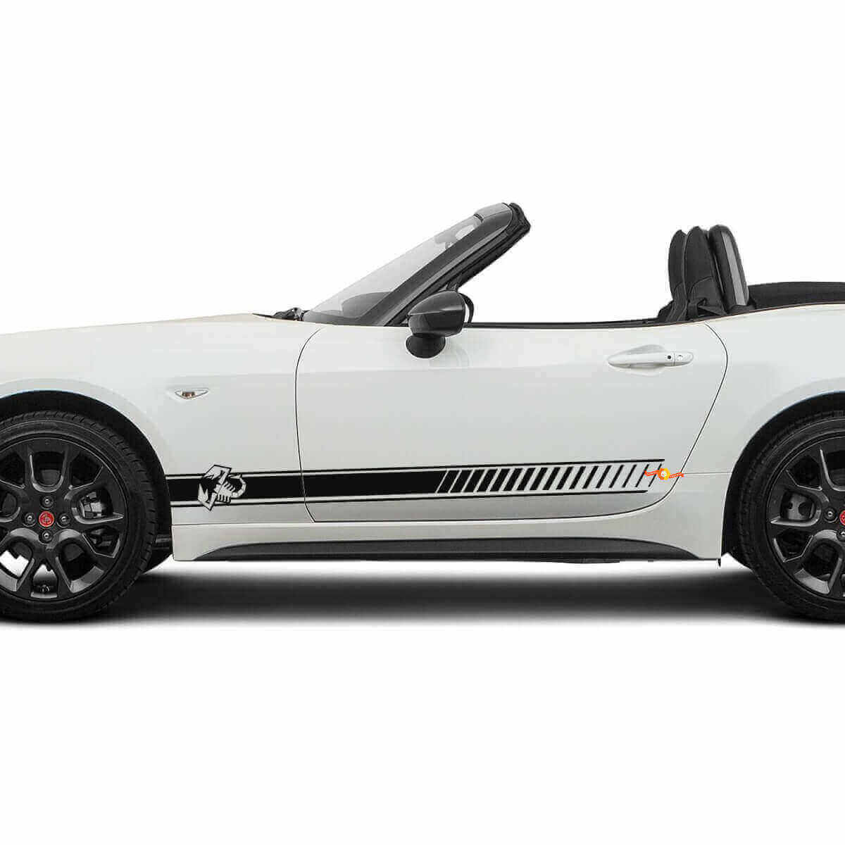 Racing zijkstrepen vinyl decalset voor Fiat 124 Spider Abarth