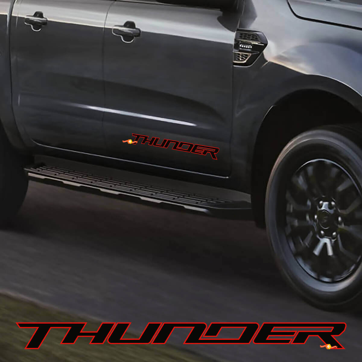 Zijdeurstickers voor Ford Ranger THUNDER
