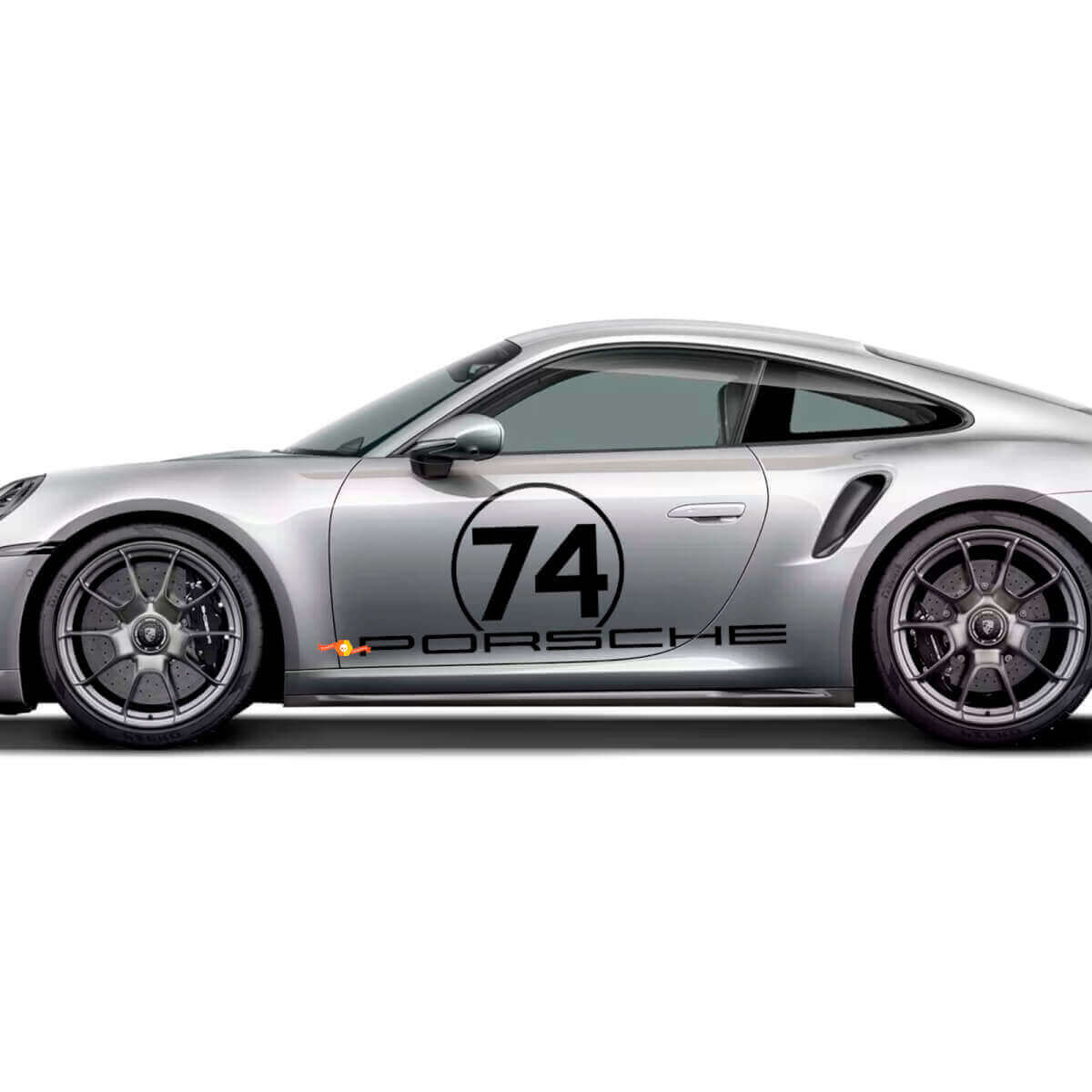 Zijstrepen Kit grafische sticker voor Porsche 911 Turbo S 992.2 ter ere van 50 jaar Porsche.

