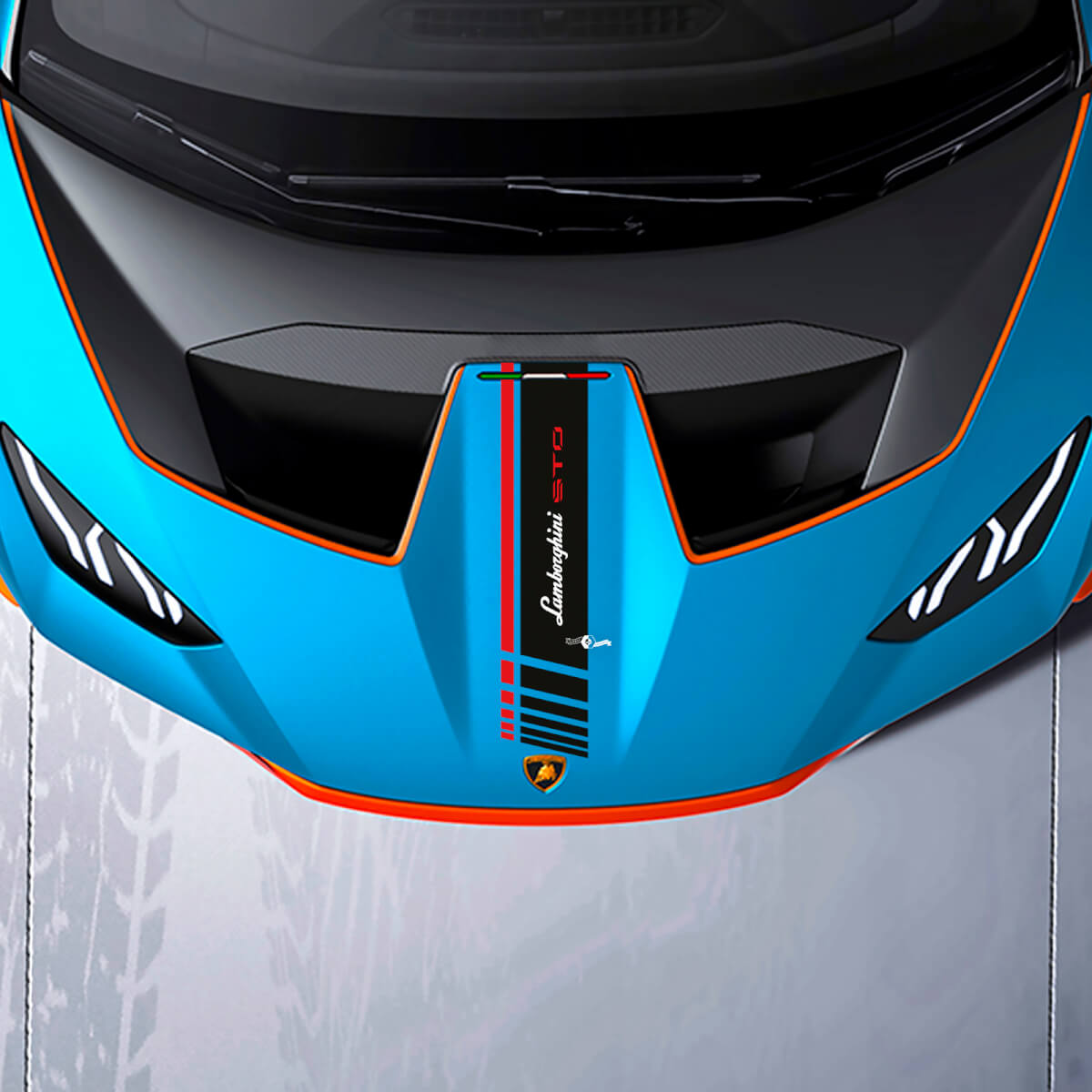 Motorkap Centrale Geruite streep Racing Vinyl Decal Sticker Graphics voor Lamborghini STO

