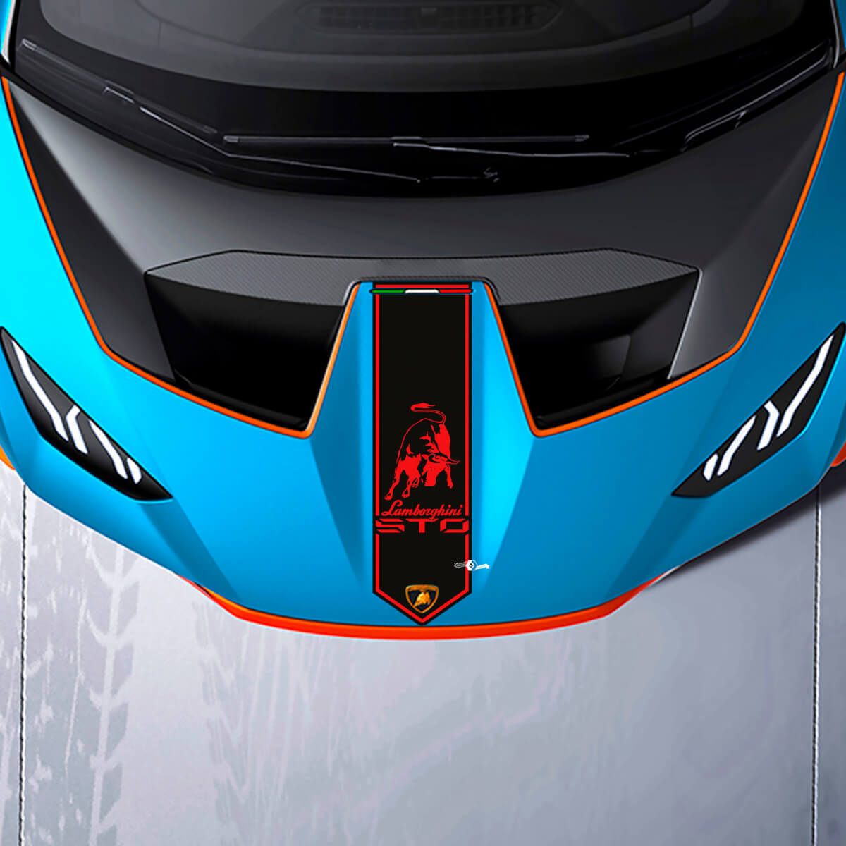 Motorkap Centrale Streep Bull-logo Racing Vinyl Sticker Grafische voor Lamborghini STO
