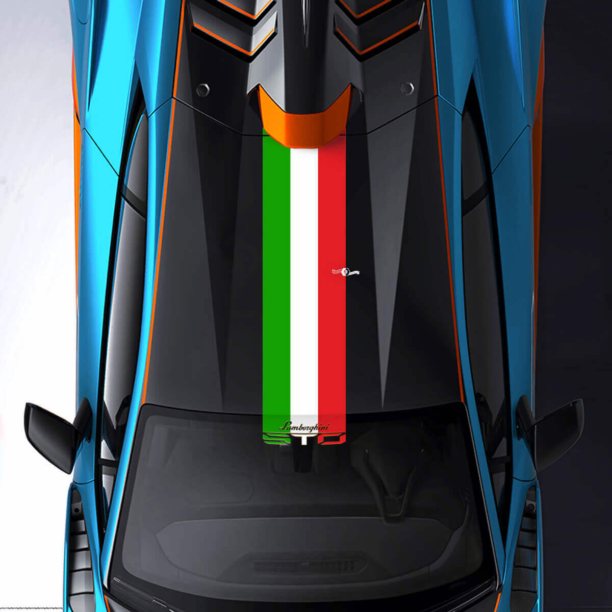 STO Italiaanse Vlag Stijl Strepen Dak Voorruit Vinyl Decal Sticker voor Lamborghini Huracán 2021-2024