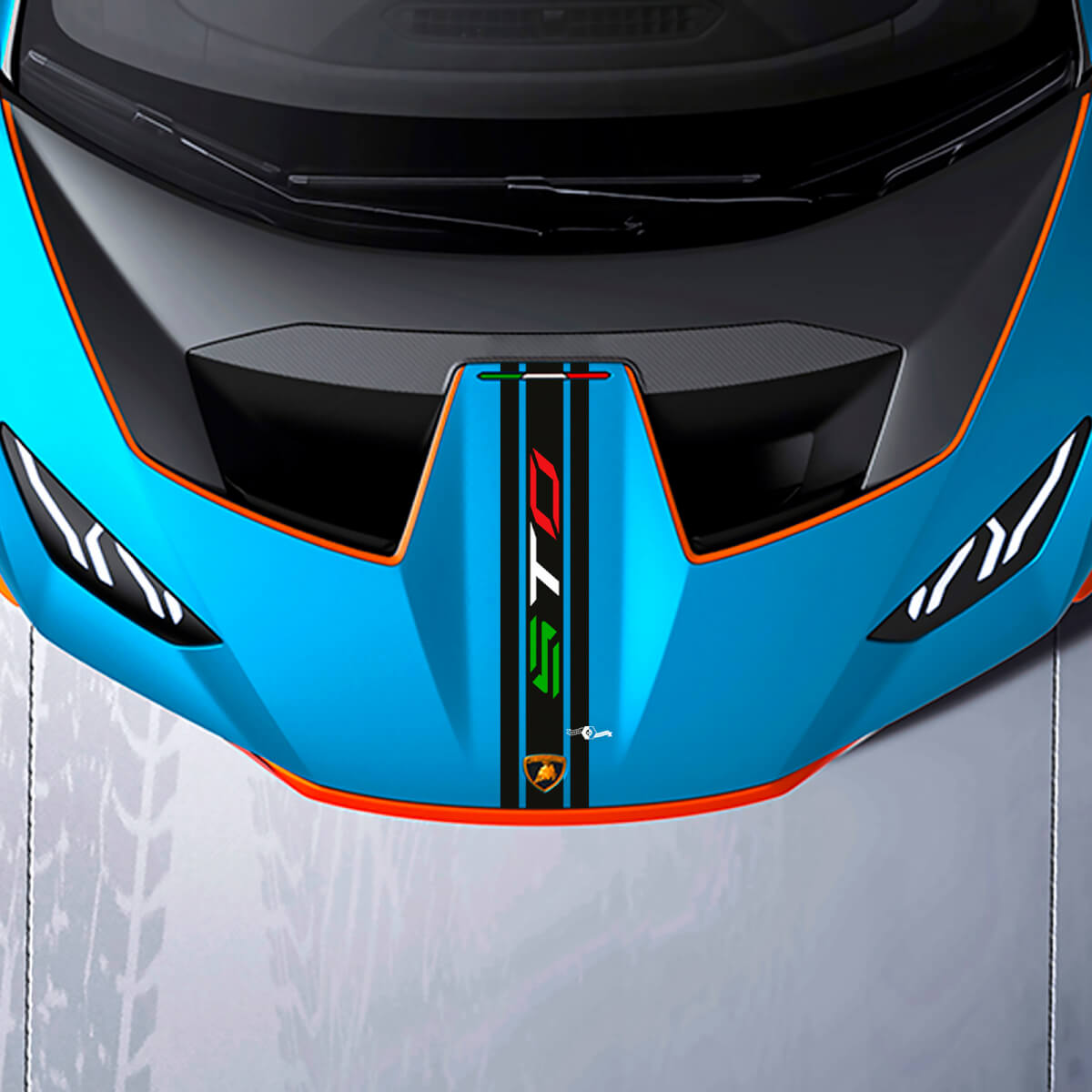 Motorkap Centrale Streep STO-logo Racing Vinyl Decal Sticker Graphics voor Lamborghini STO
