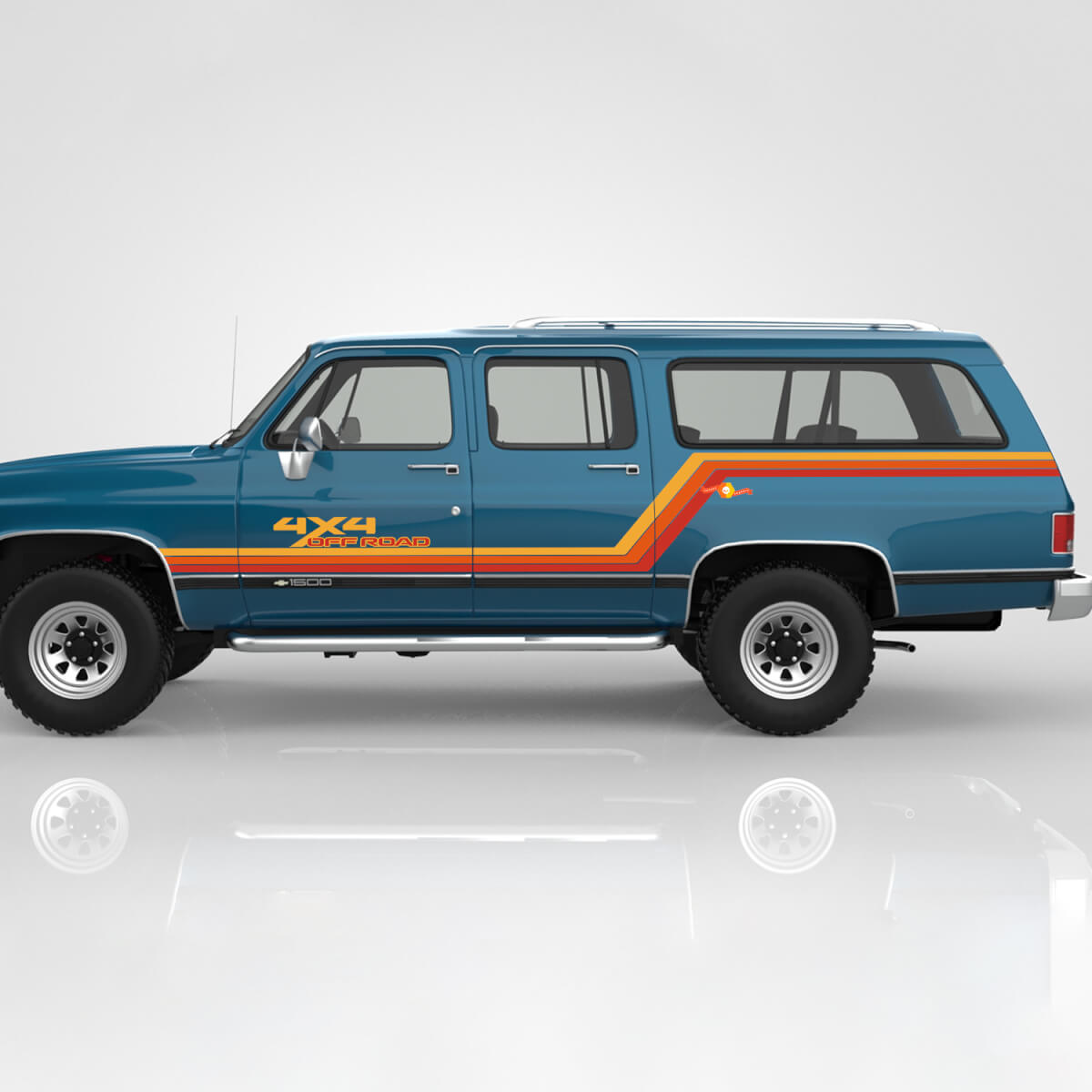 Grafische Kits - Retro Vintage 4x4 Off-Road streep Vinyl Sticker Decal voor 1991 Suburban GMC
