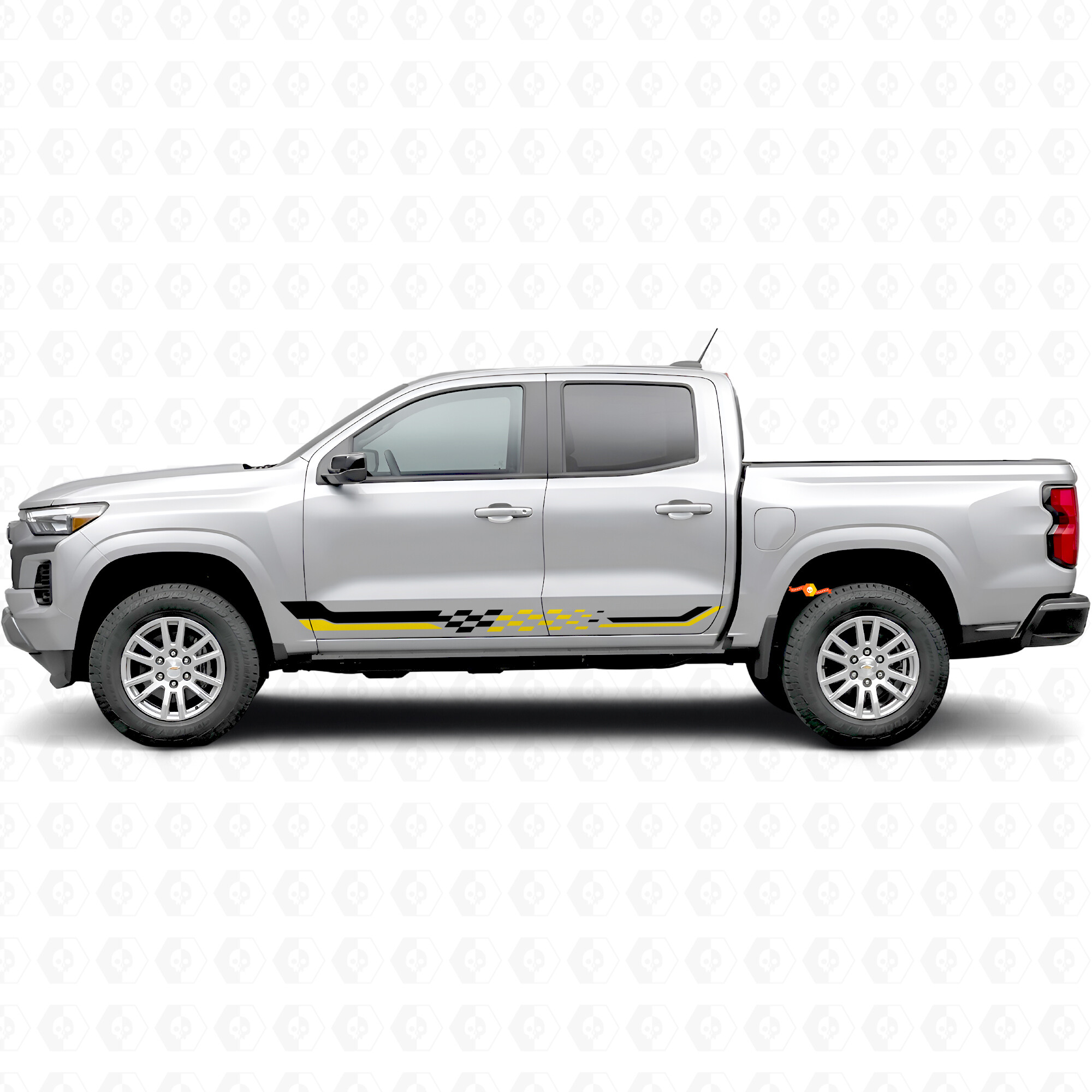 Geruite Racing Deur- & Dorpel Vinyl Strepen voor Chevrolet Colorado 3e Gen 2023-2026