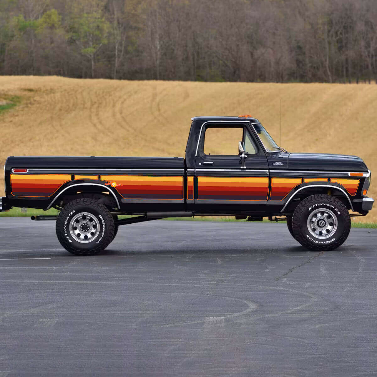 Retro Gradient Vintage Zijgraphics Vinyl Decal Sticker voor Musclecar truck Ranger Lariat