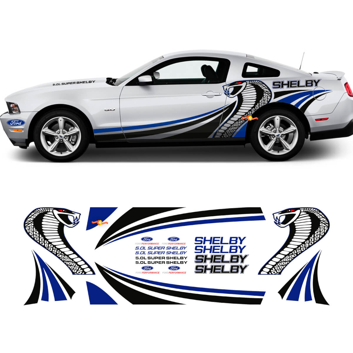 SHELBY Zijgrafische Decals Stickers Racing Kit voor Ford Mustang