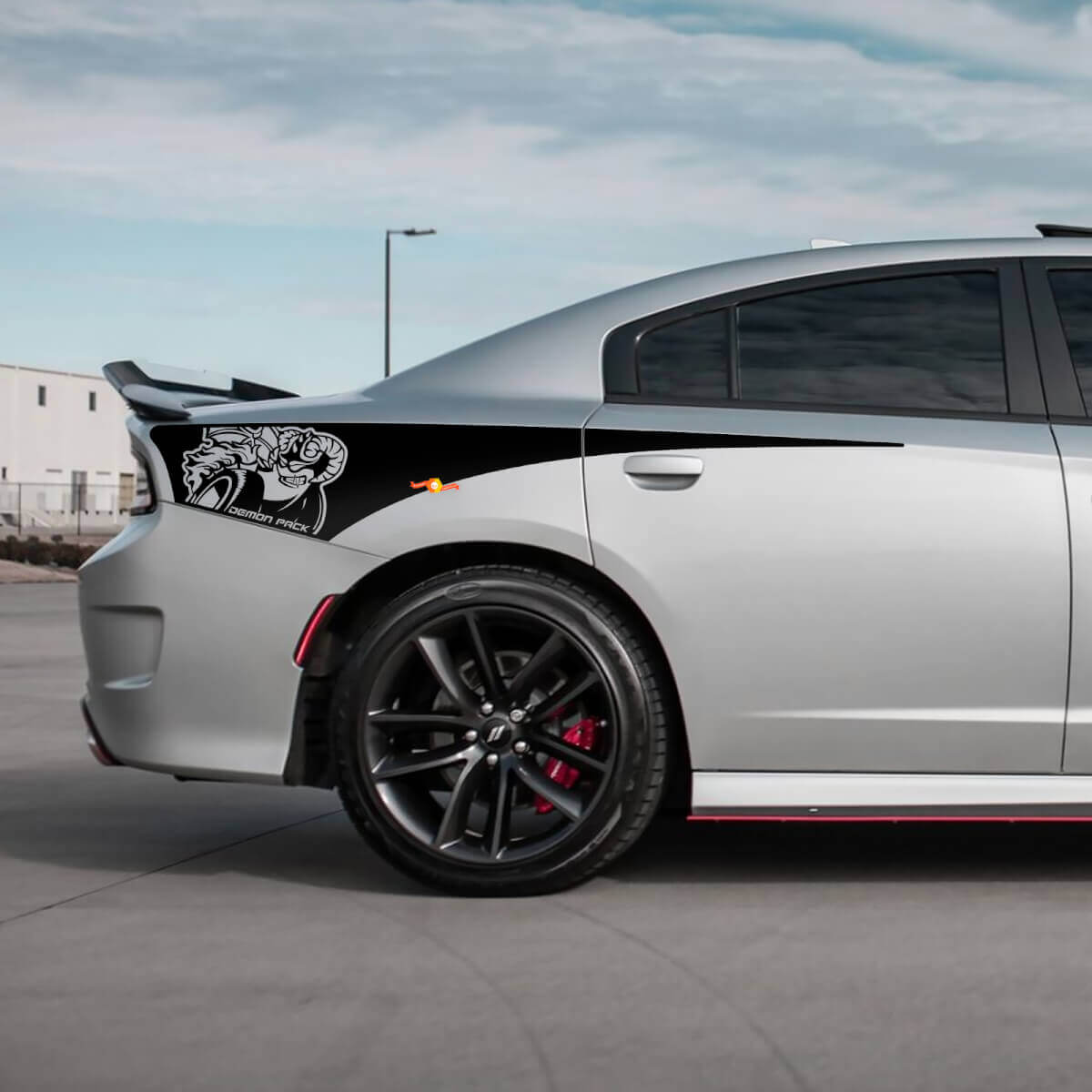 Demon Scat Pack Achterste Kwartaal Zijstreep Vinyl Decal Sticker voor Dodge Charger
