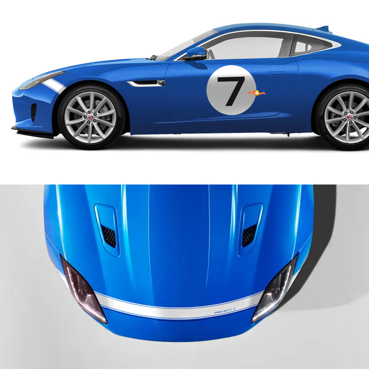 Zijportieren en motorkap Race Graphics Streep Decal Sticker voor Jaguar F-Type