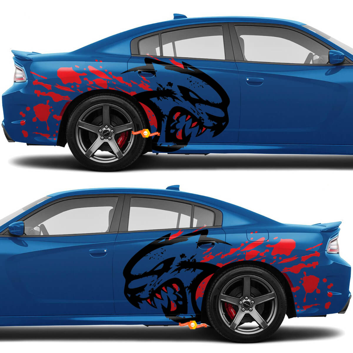 SRT Hellcat met Blood Side Achterkant Spatbord Decals Stickers Graphics voor Dodge Charger of Challenger
