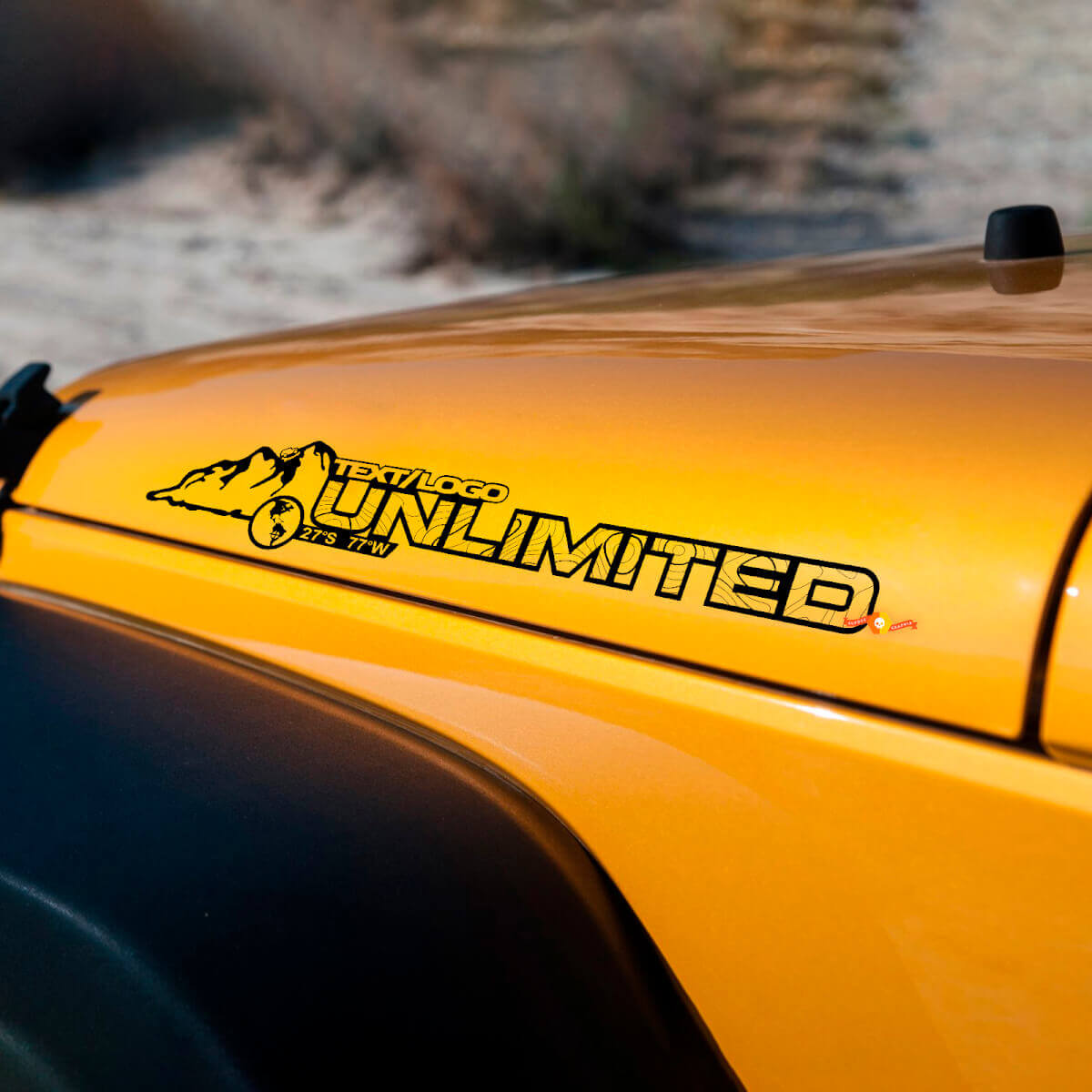Custom Unlimited Mountain Motorkap Zij Vinyl Decal Kit voor Jeep Wrangler