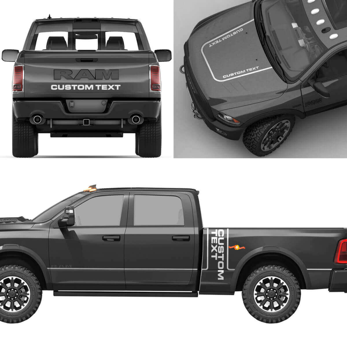 Aangepaste Lettering Complete Kit Vinyl Stickers voor Dodge Ram Power Wagon