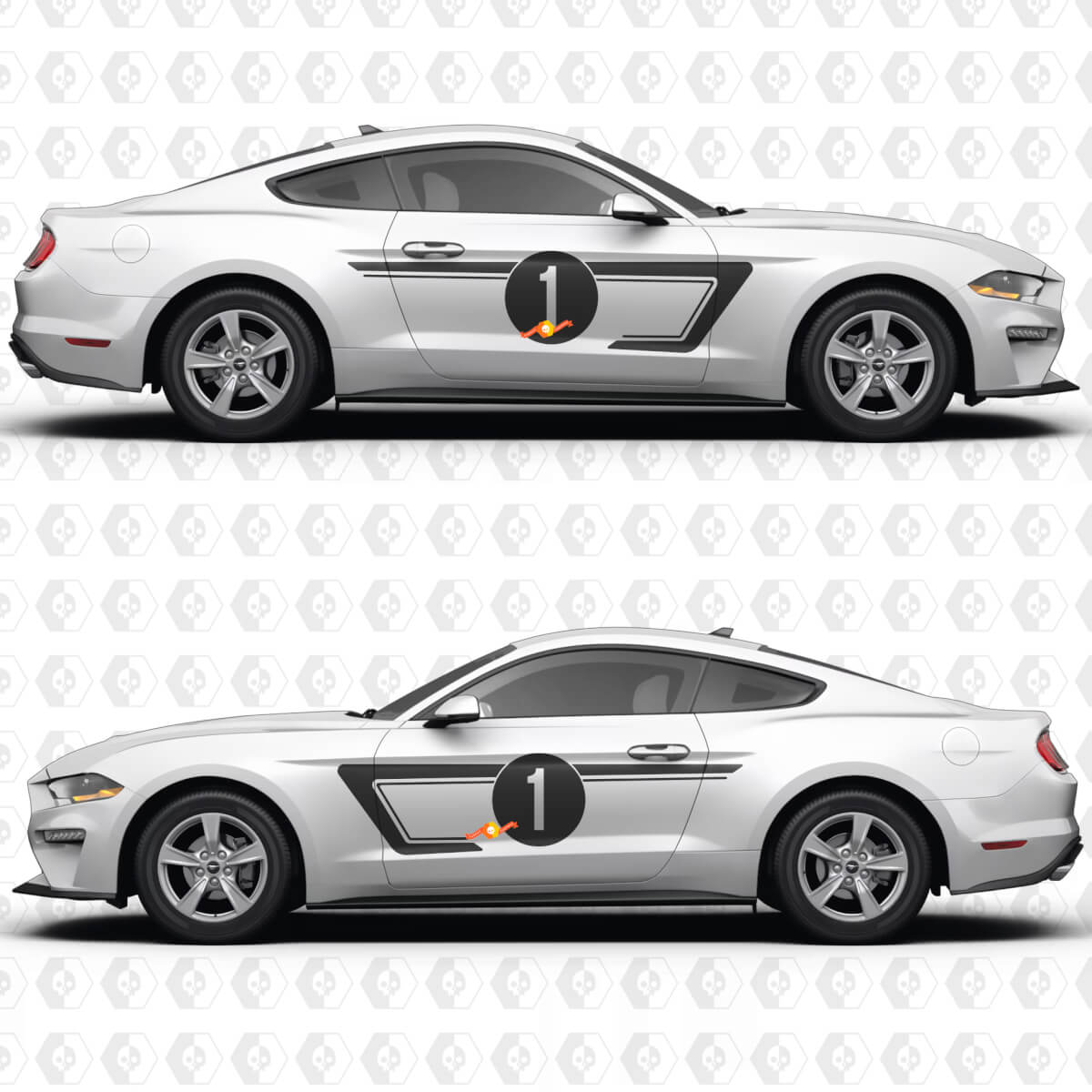 Mustang Nummer Zijdeuren Strepen Race Decals Stickers voor Ford Mustang
