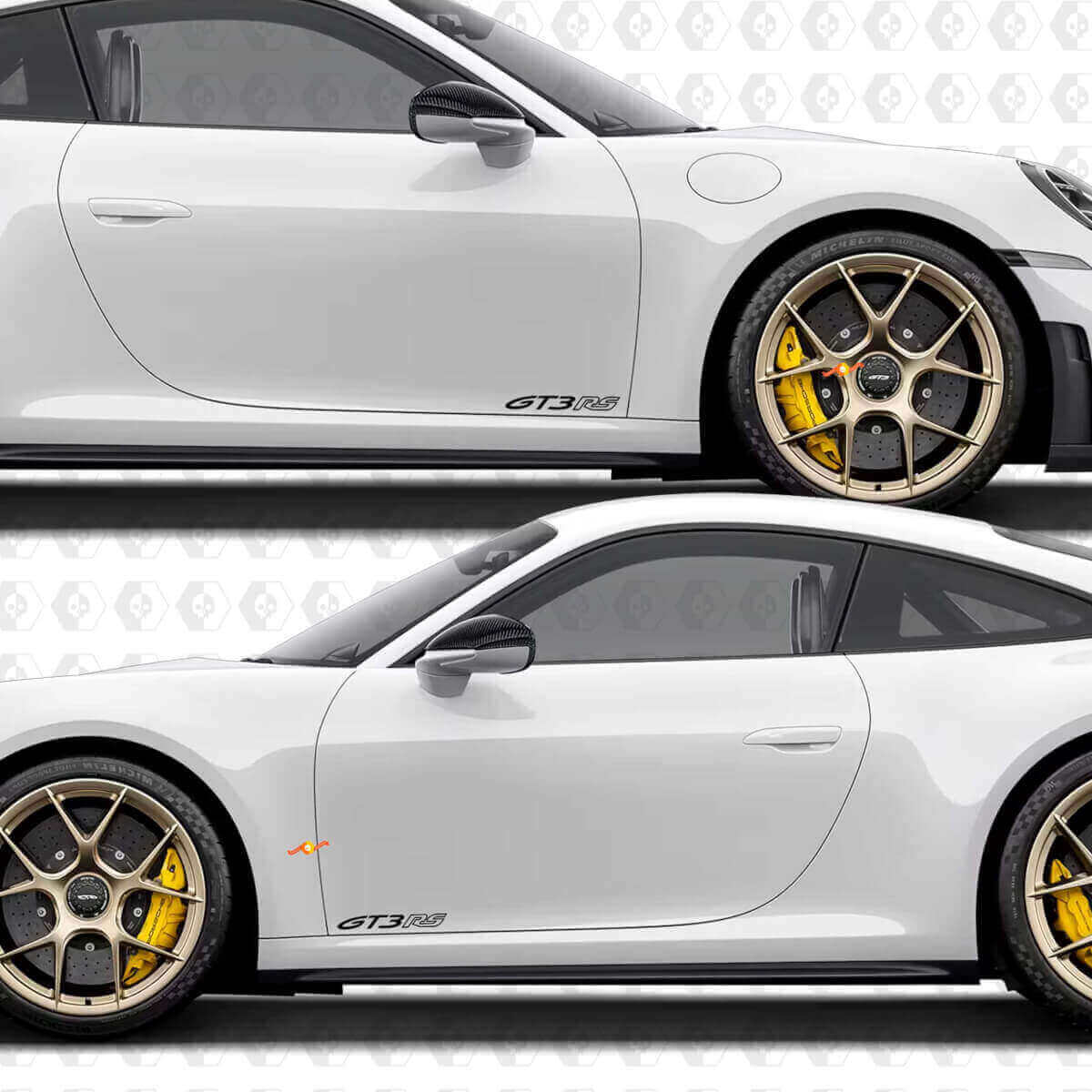 GT3 RS Zijkant en Achter Vinyl Decal Kit voor Porsche 911 GT3 RS