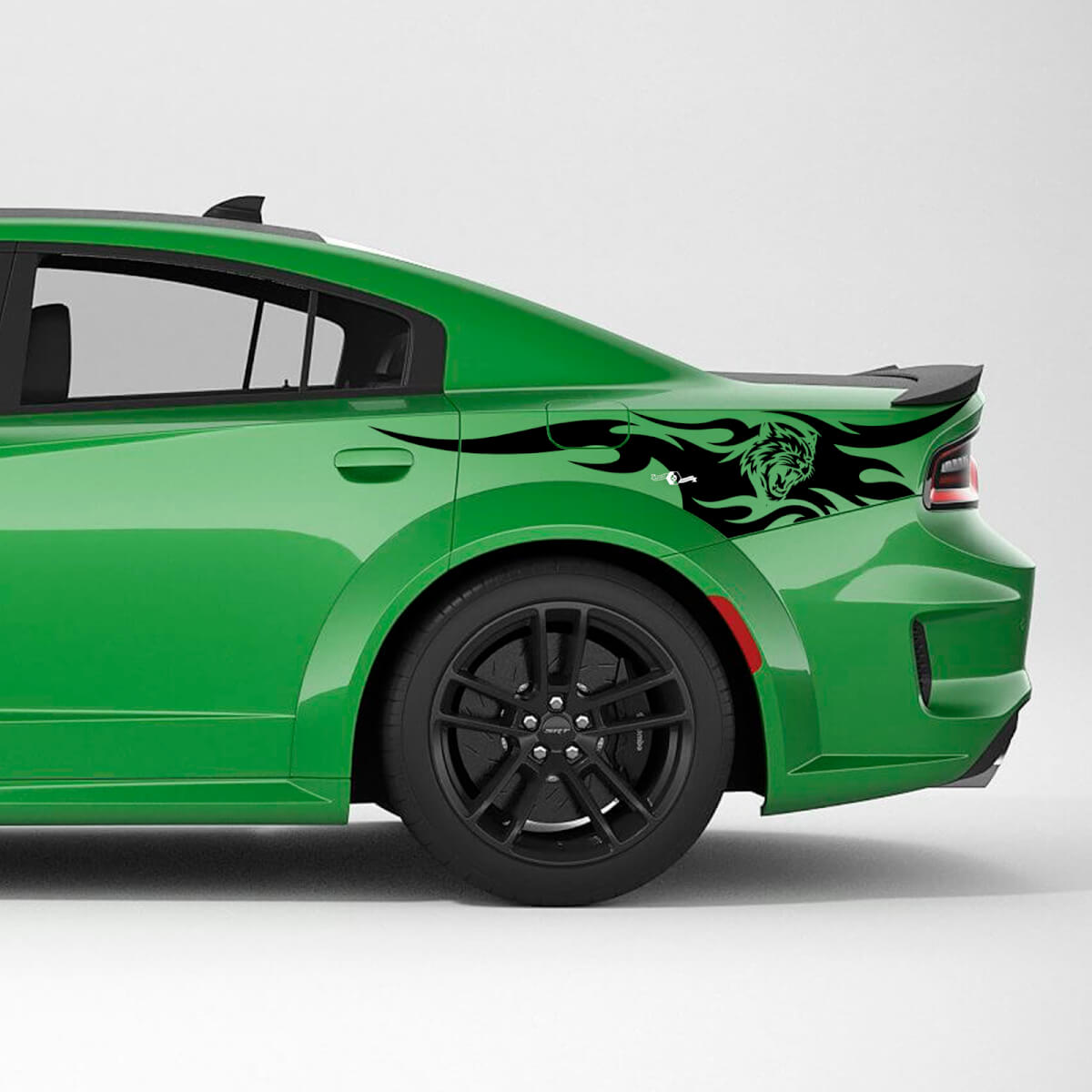 Wildcat Flames Achterachterzijstrip Vinyl Decal Kit voor Dodge Charger