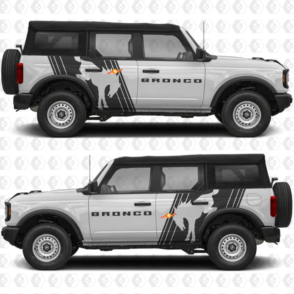 Zijdeuren Bronco bestickering decals stickers voor Ford Bronco
