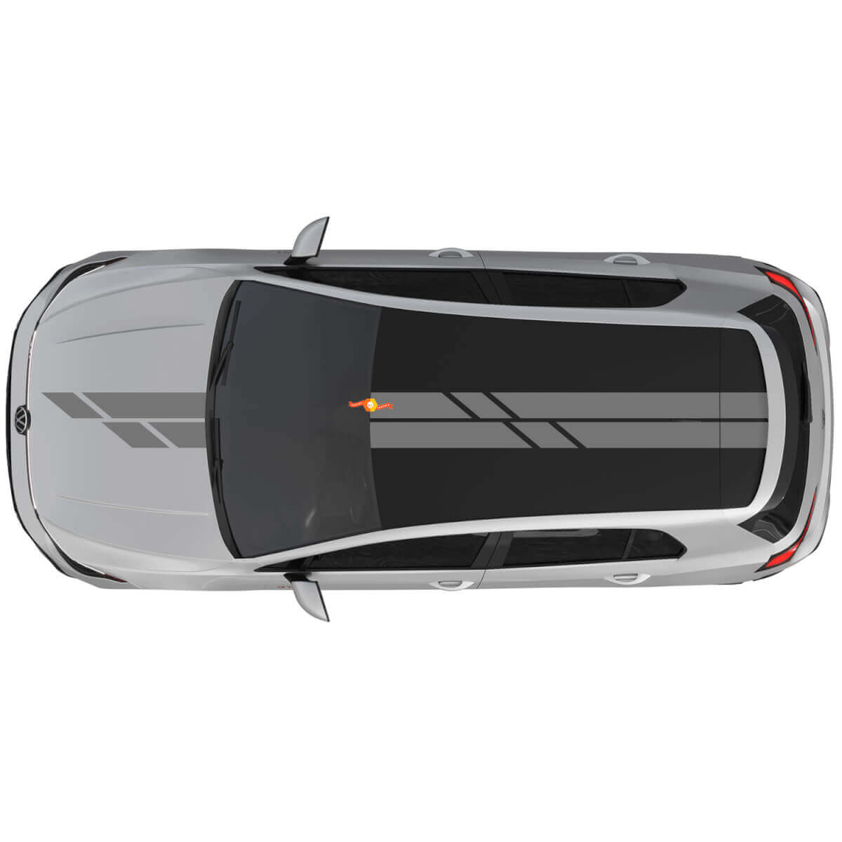 Vinyl sticker met dubbele strepen voor motorkap en dak van Volkswagen Golf GTI