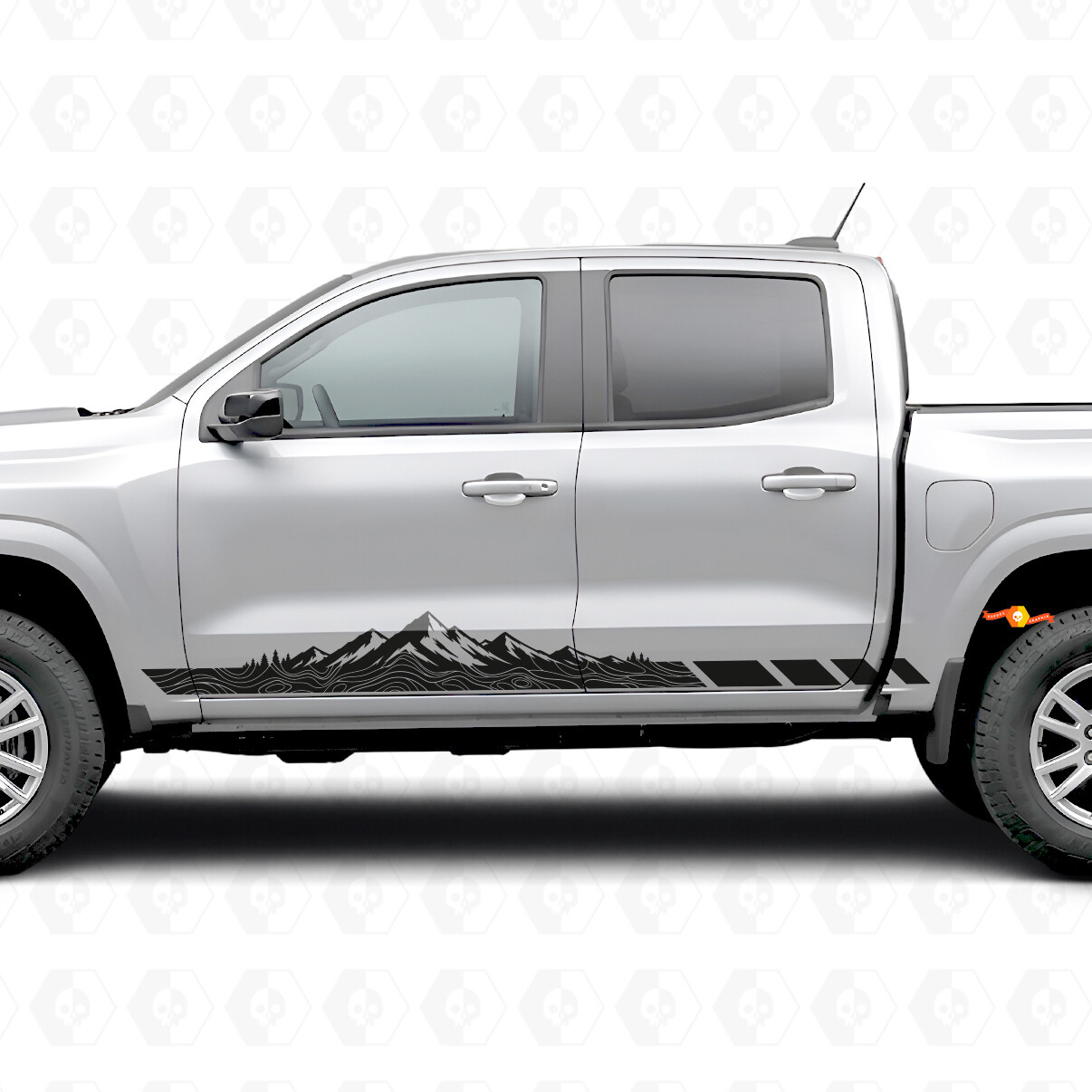 Berg Topografische Deur- & Rocker Panel Vinyl Strepen voor Chevrolet Colorado 3e Gen 2023-2026