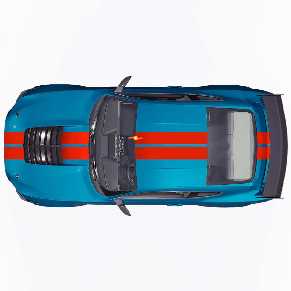 Dubbele Strepen Voorste Bovenste Achter Vinyl Decal Kit voor Musclecar Musclecarmodel