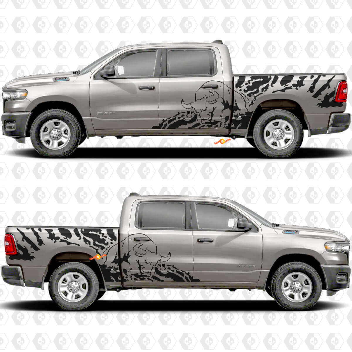Bull Splash Zijdeuren Stickers Decals Graphics voor Dodge RAM 1500 2500 3500