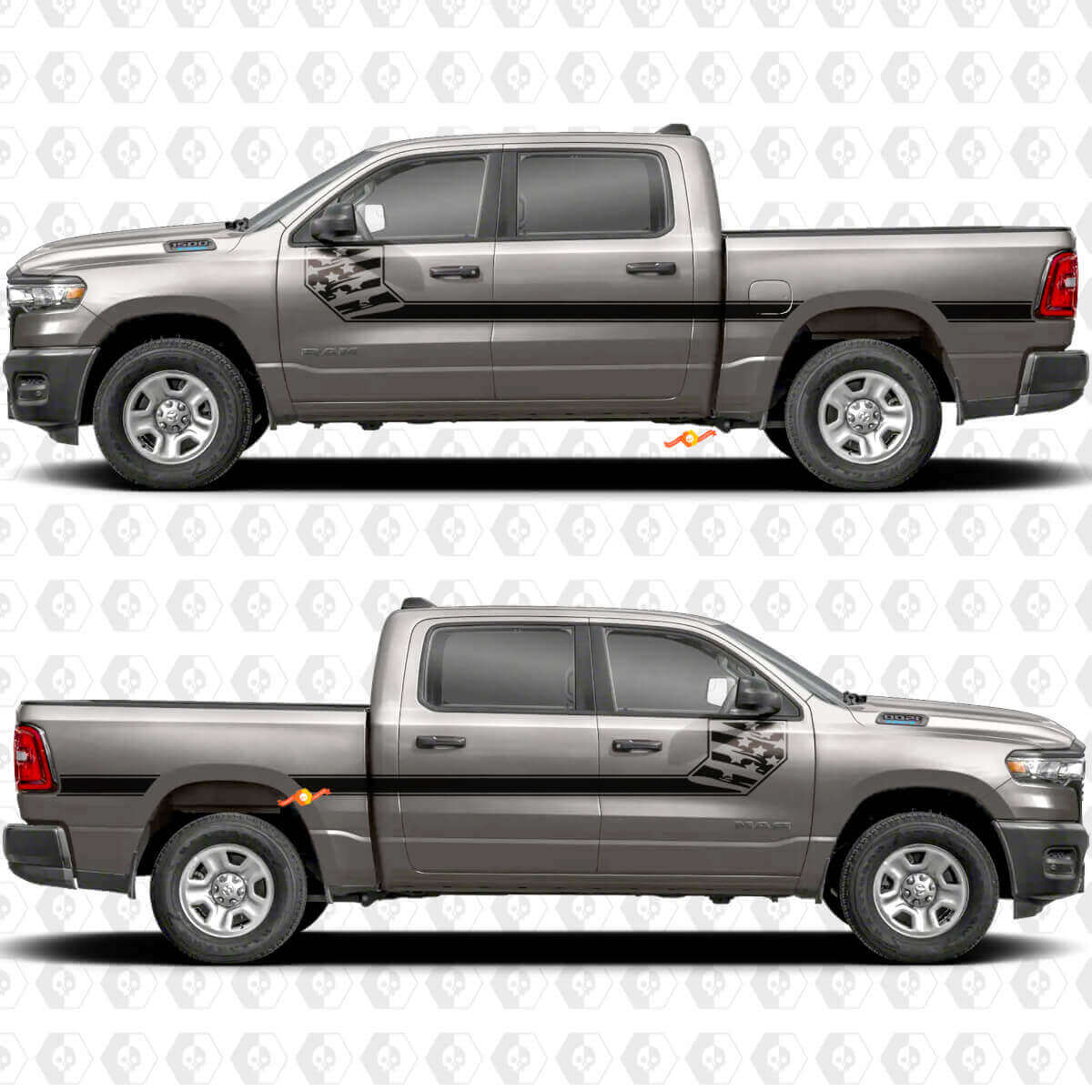 USA vlag zijstrepen vinyl decal kit voor Dodge RAM 1500