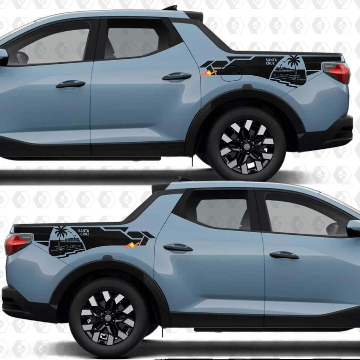 Beach Palm Bedside Vinyl Decal Set voor Hyundai Santa Cruz